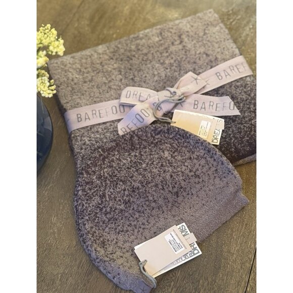 Barefoot Dreams Scarf & Beanie Storm Gray Dark Brown Cozy Chic Confetti NWT - Picture 3 of 3